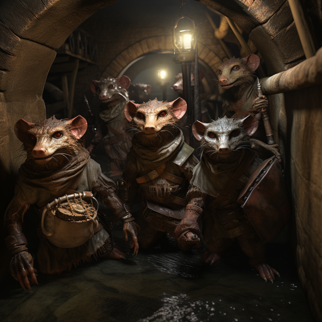 Detailed image of draconic kobolds in sewers