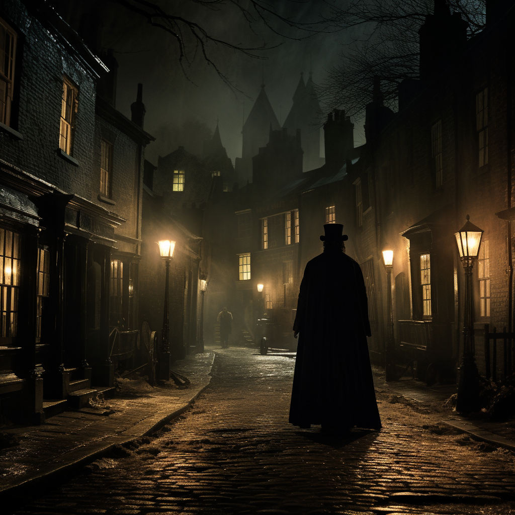 Dracula in London street at night