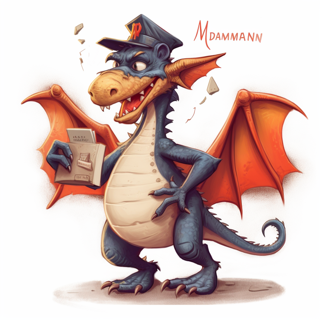 Dragon mailman delivering mail in a fantasy world