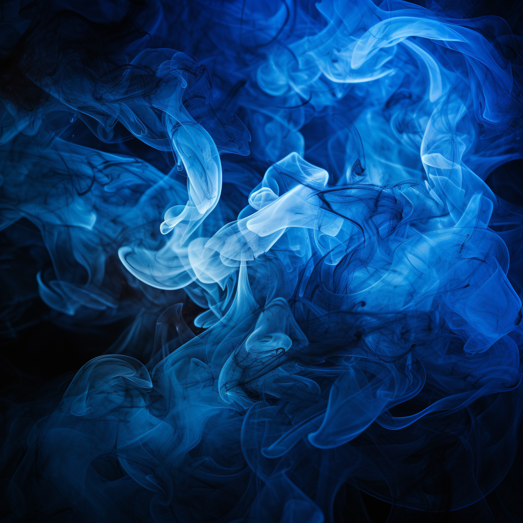 Beautiful blue-lit smoke in the dark