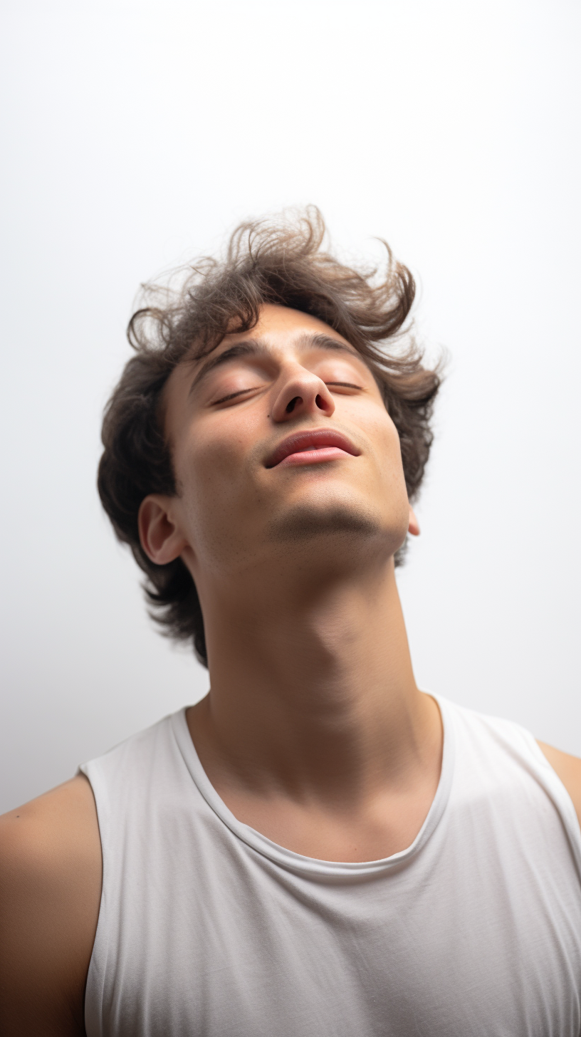 Boy dreaming on white background