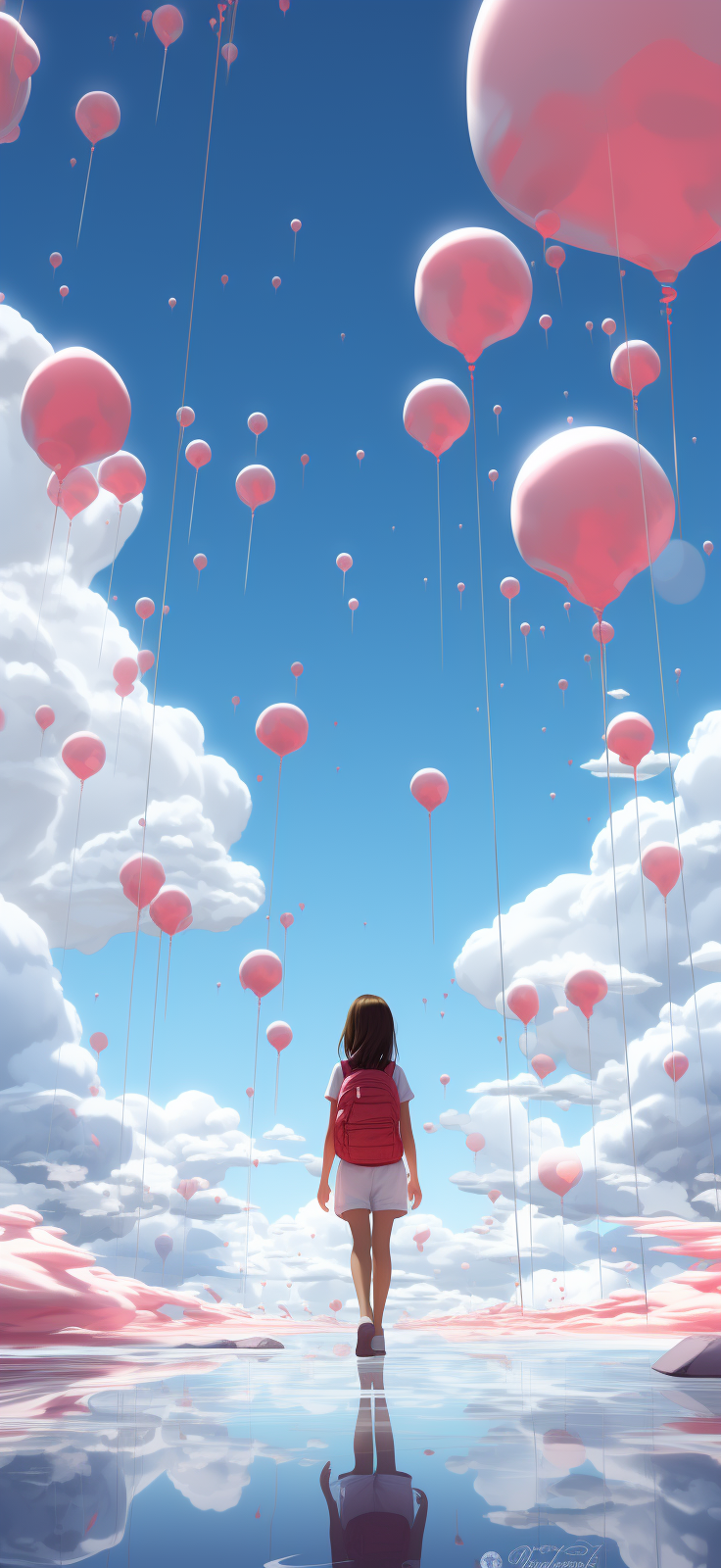 Dreamlike Blue Sky and Clouds Illustration