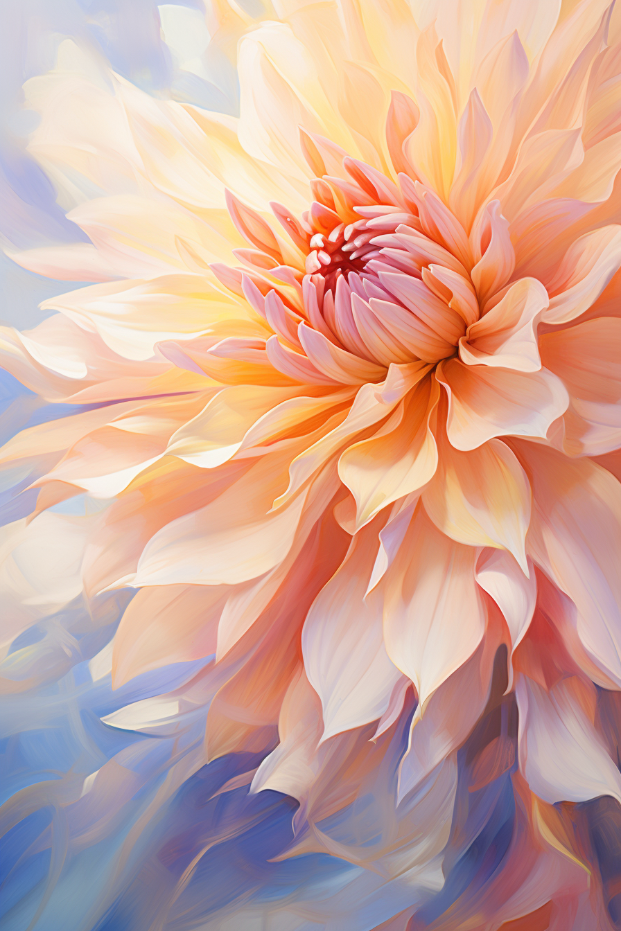 Dreamy Blooming Dahlia in Oil Painting