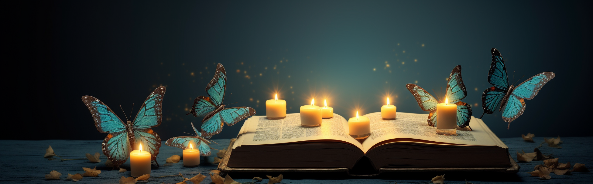 Dreamy Quran, Candles, and Butterflies Image