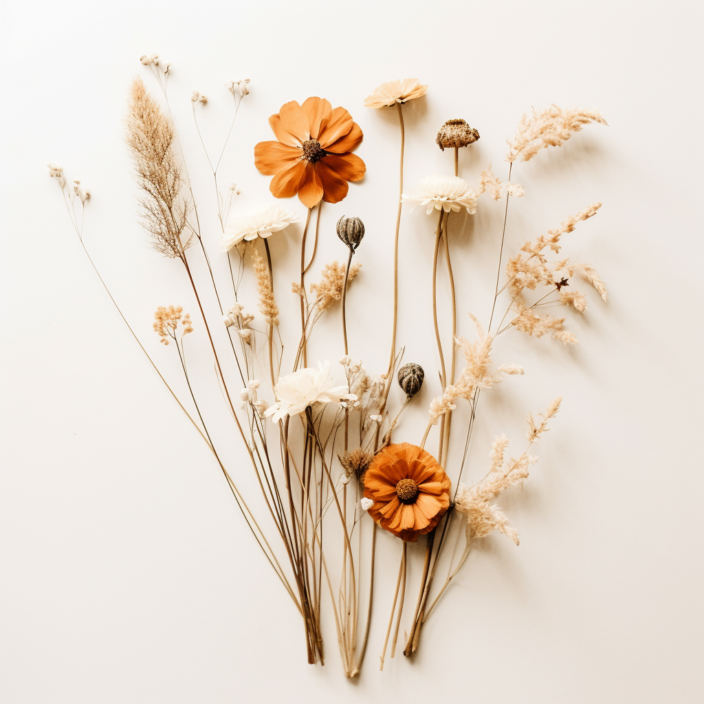 Beautiful dried flowers on white background