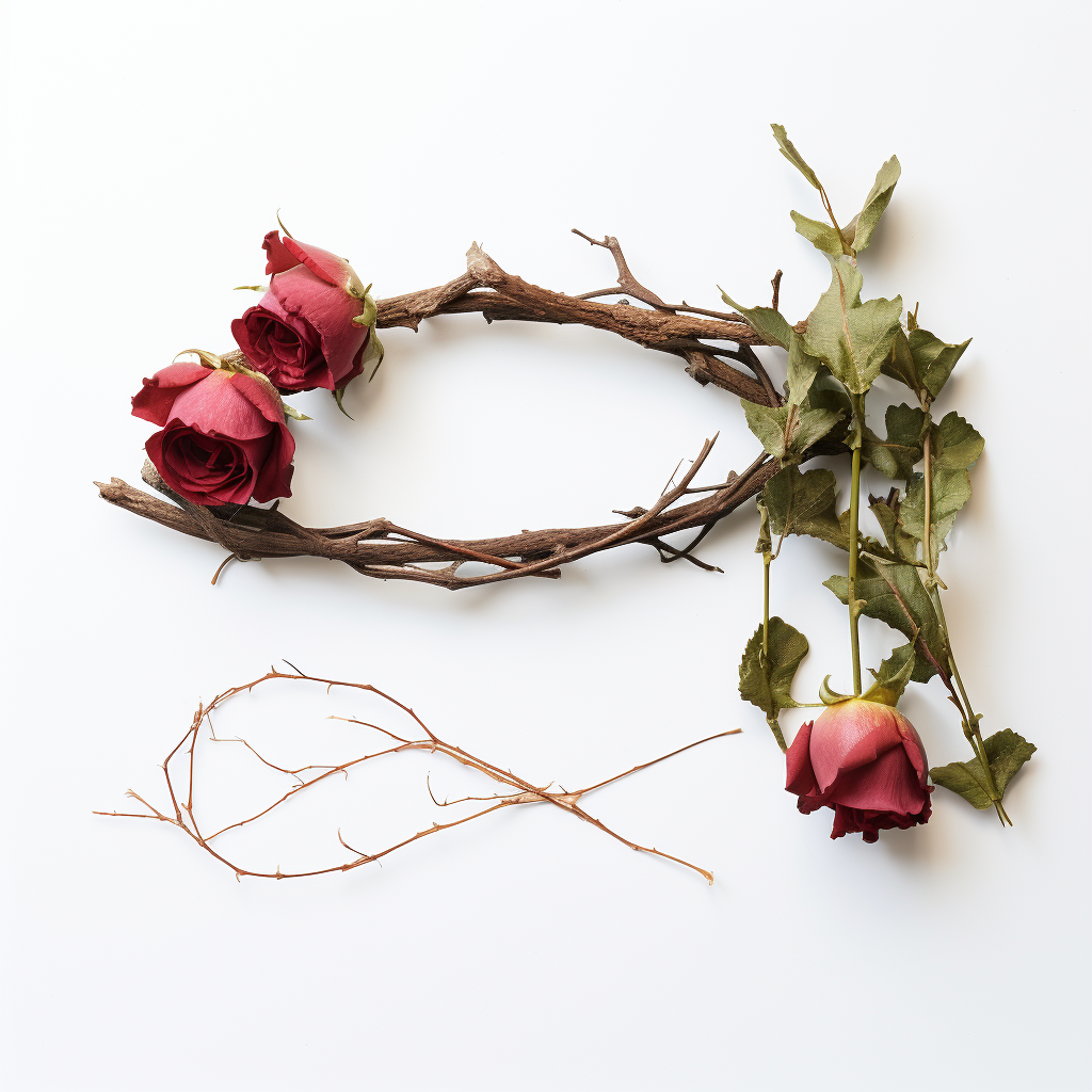 Dry Crown of Thorns with Dried Roses