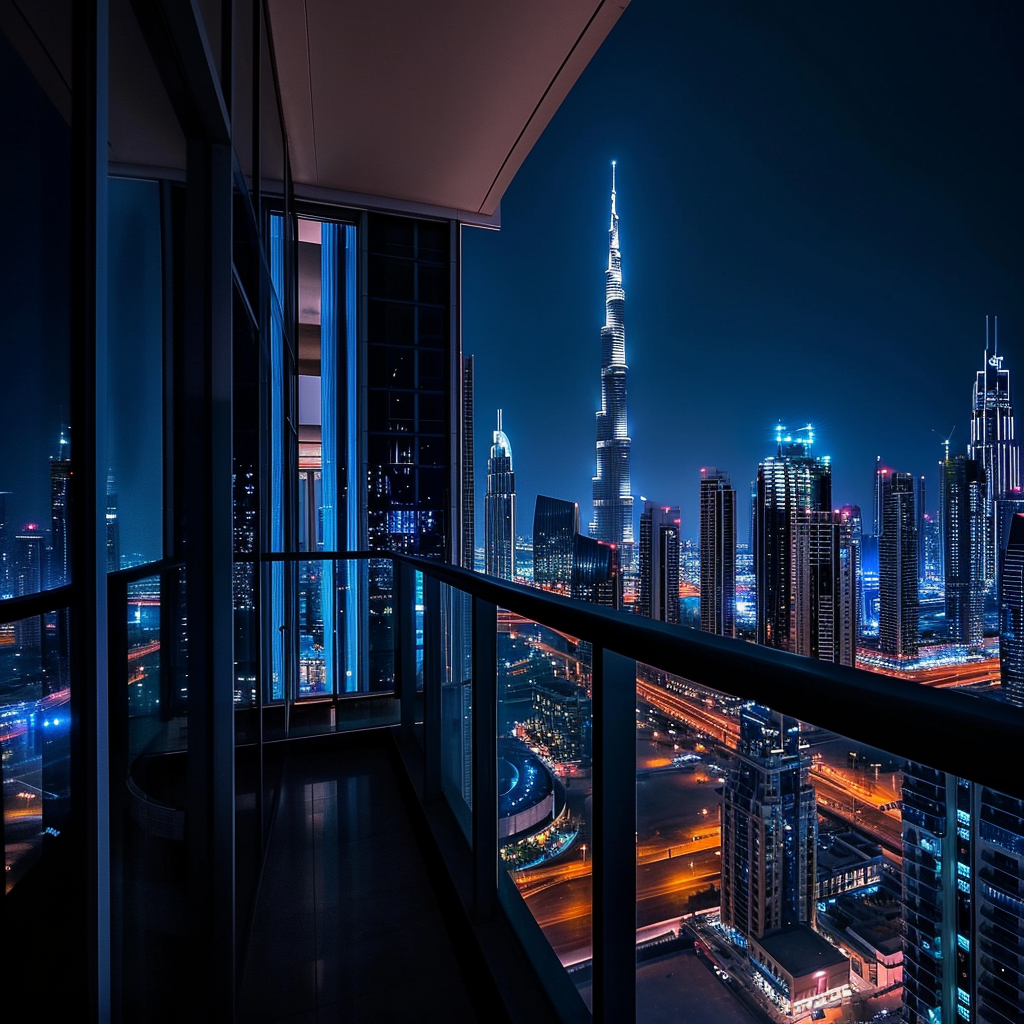 Dubai city skyline at night