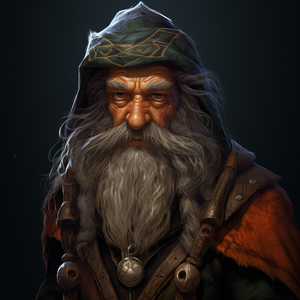 Realistic dwarf mage illustration