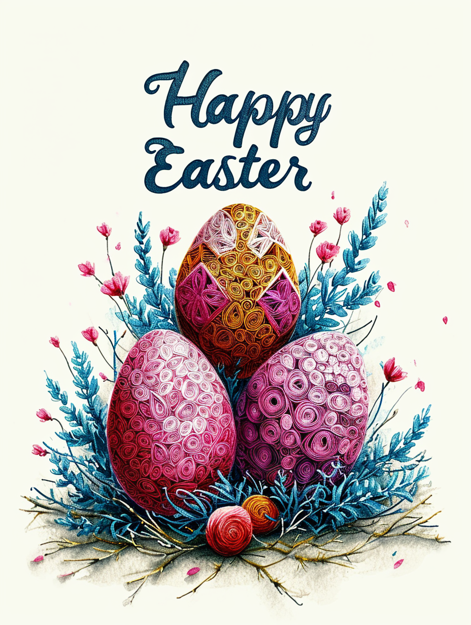 Easter eggs greeting card design