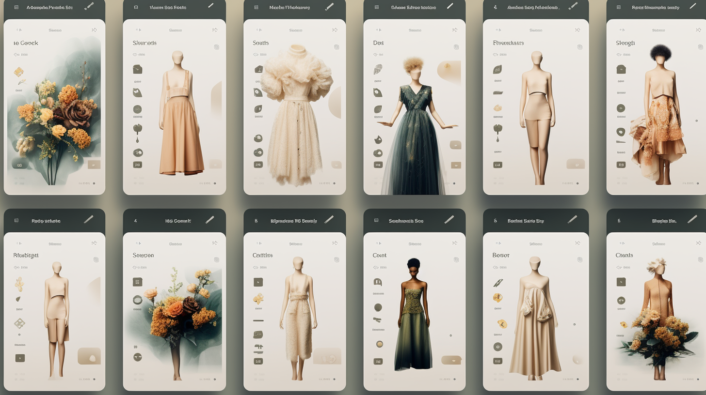 Ecommerce Rows with Card Thumbnails Displaying Dresses and Kimonos