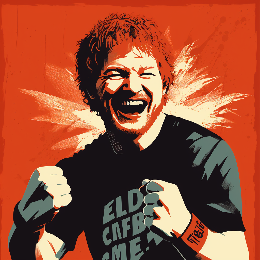 Ed Sheeran smiling as a boxer