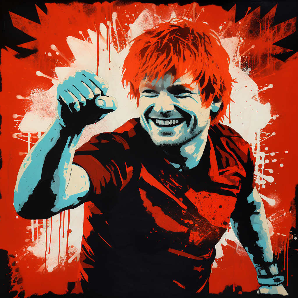 Ed Sheeran smiling as a boxer