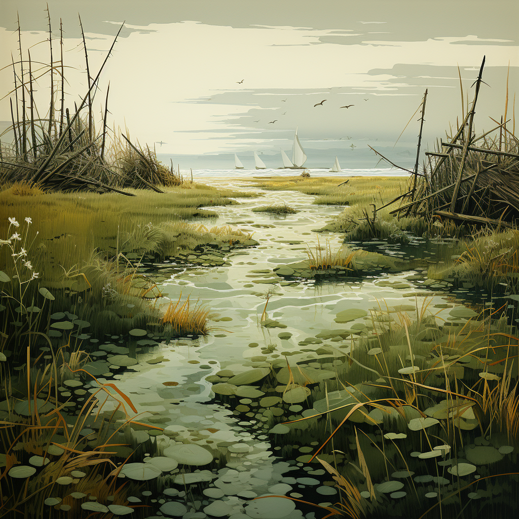 Eelgrass at low tide illustration