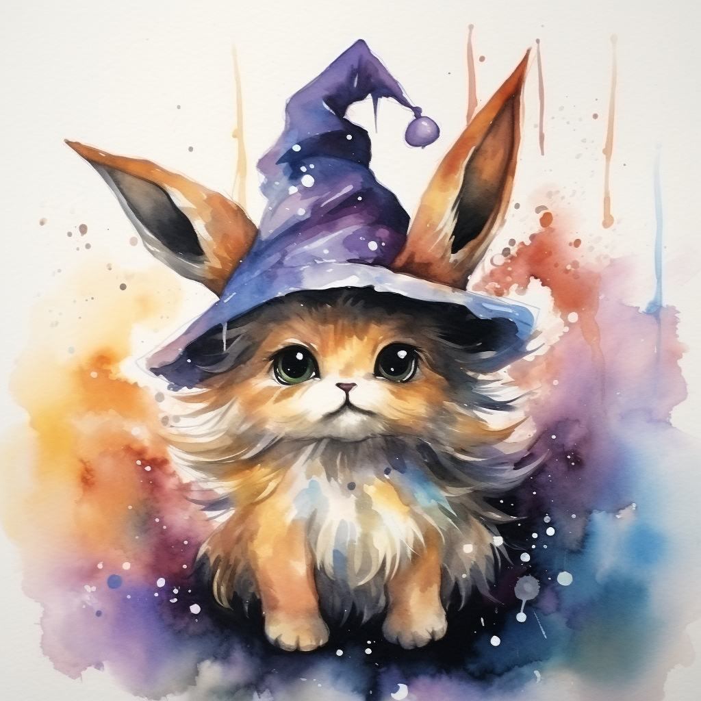 Cute Eevee wearing a wizard hat