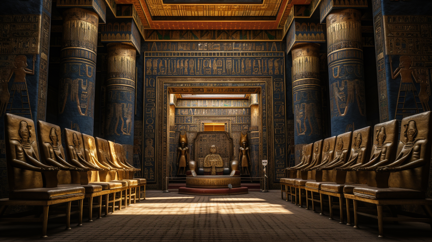 Egyptian Pharaoh on Golden Throne