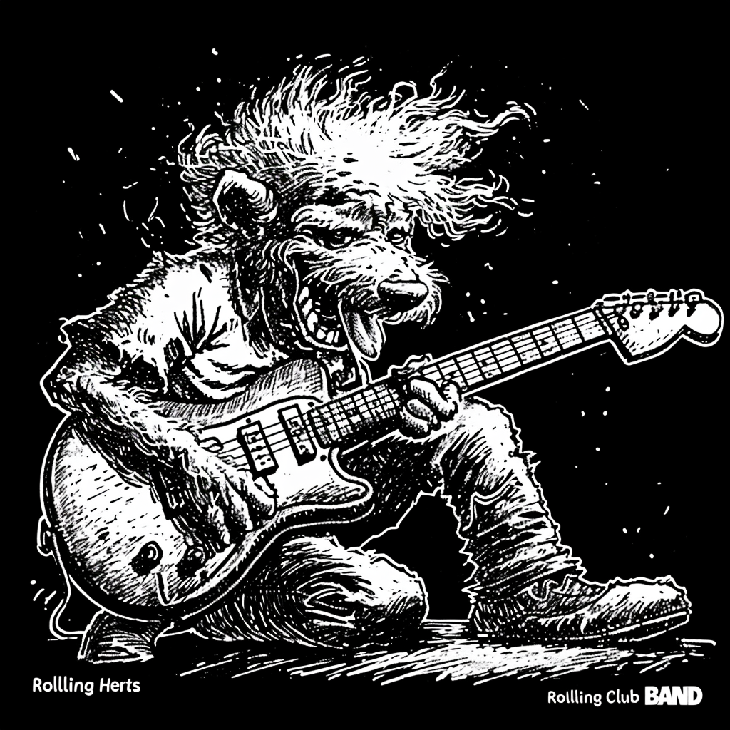 Einstein Dog Playing Guitar Concept Art