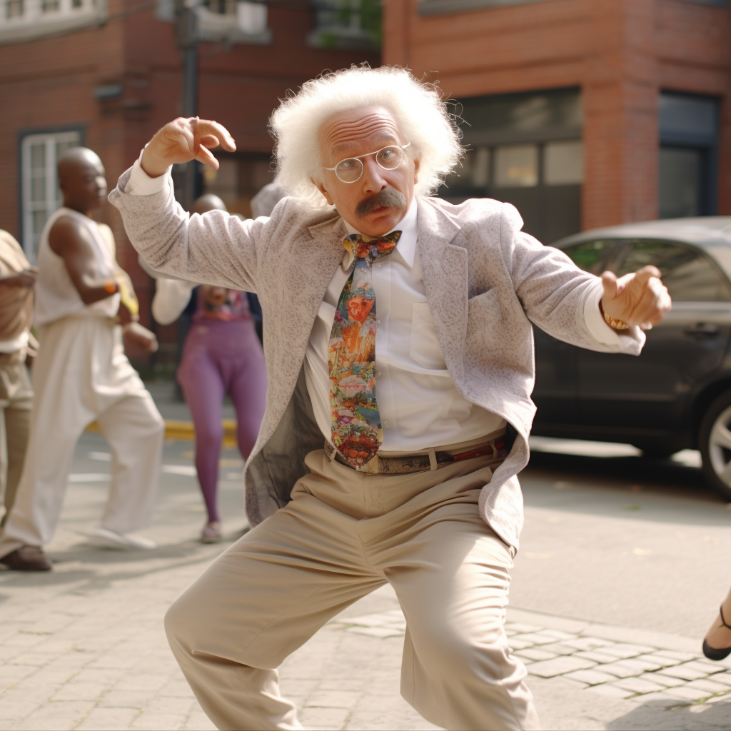 Albert Einstein dancing the Macarena