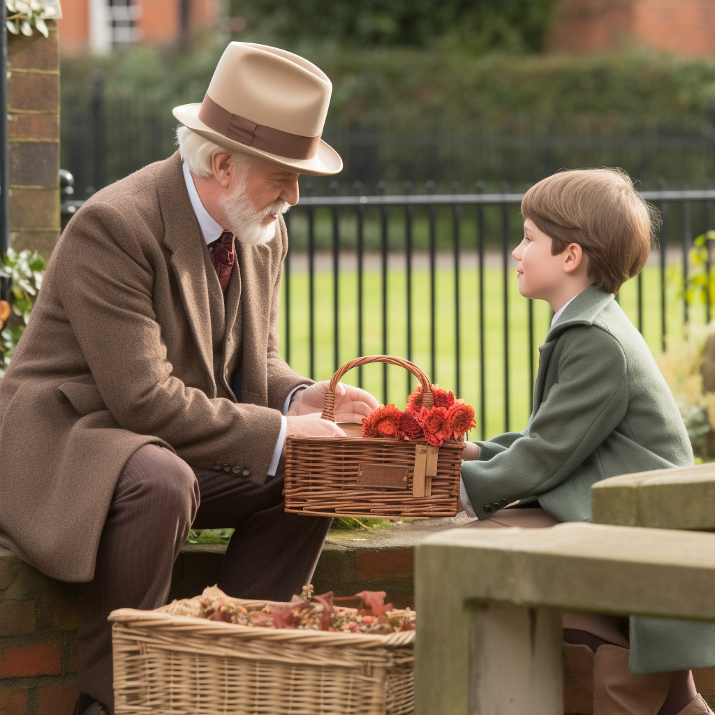 Photo of Elderly Man and Grandson on Park Bench