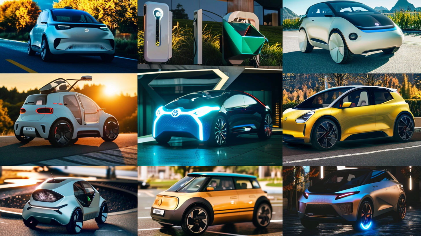 electric vehicles collage photos