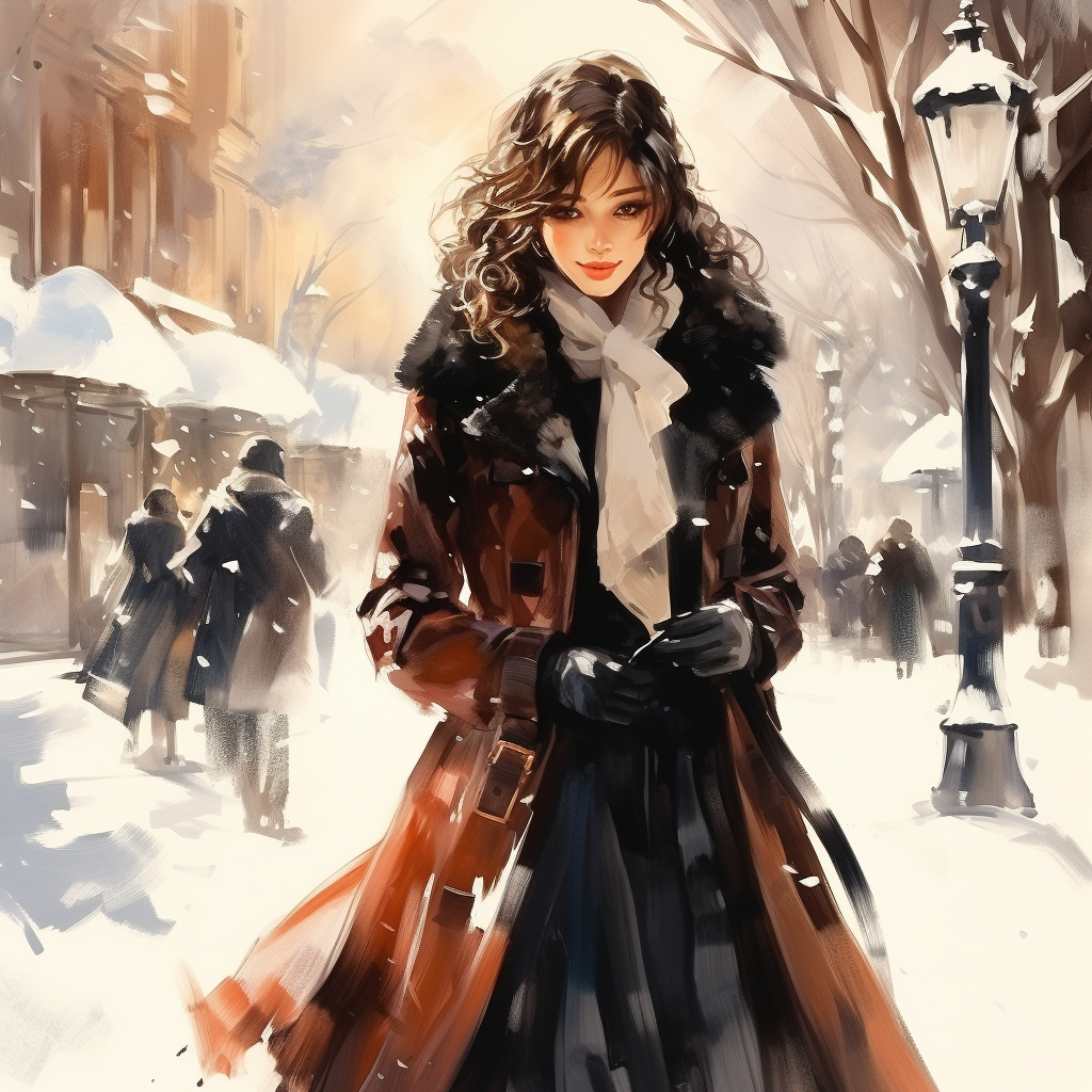 Lady in luxurious winter coat