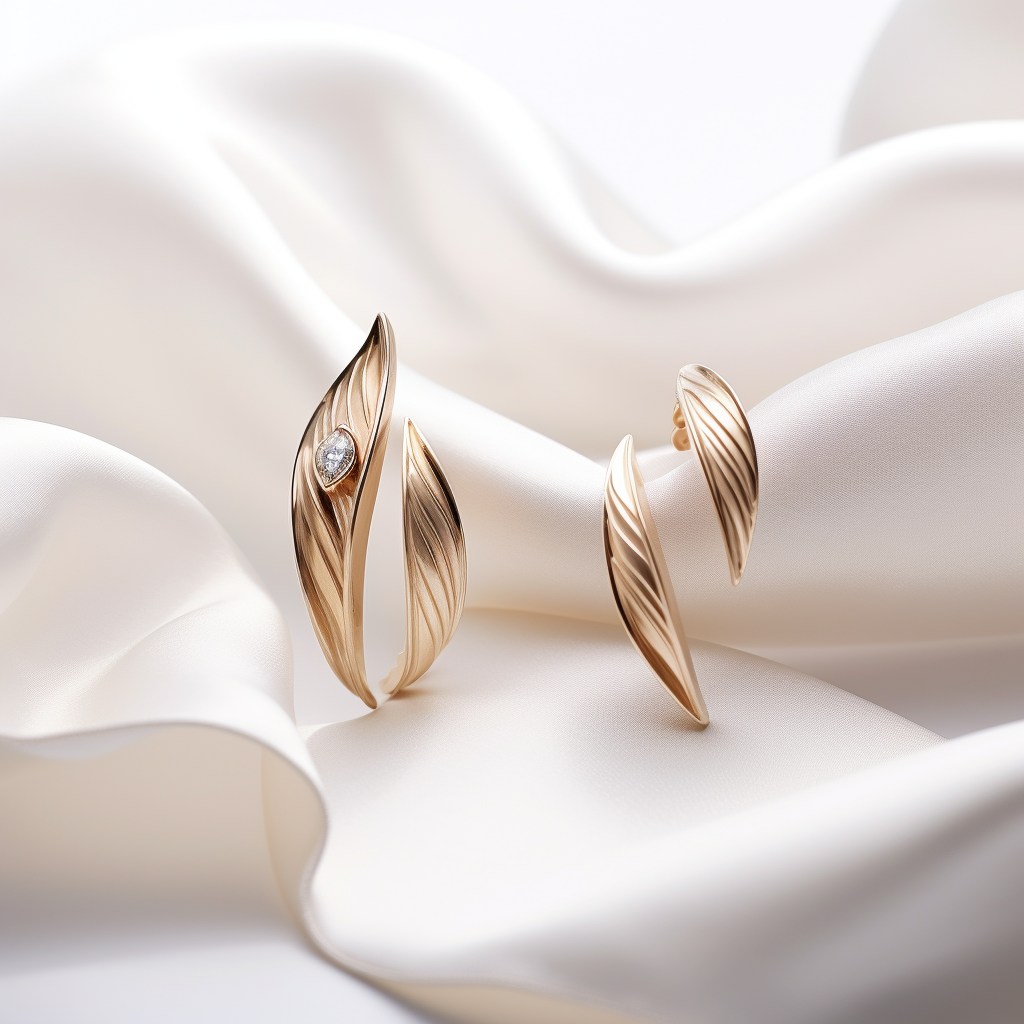 Beautiful minimalist jewelry on white background