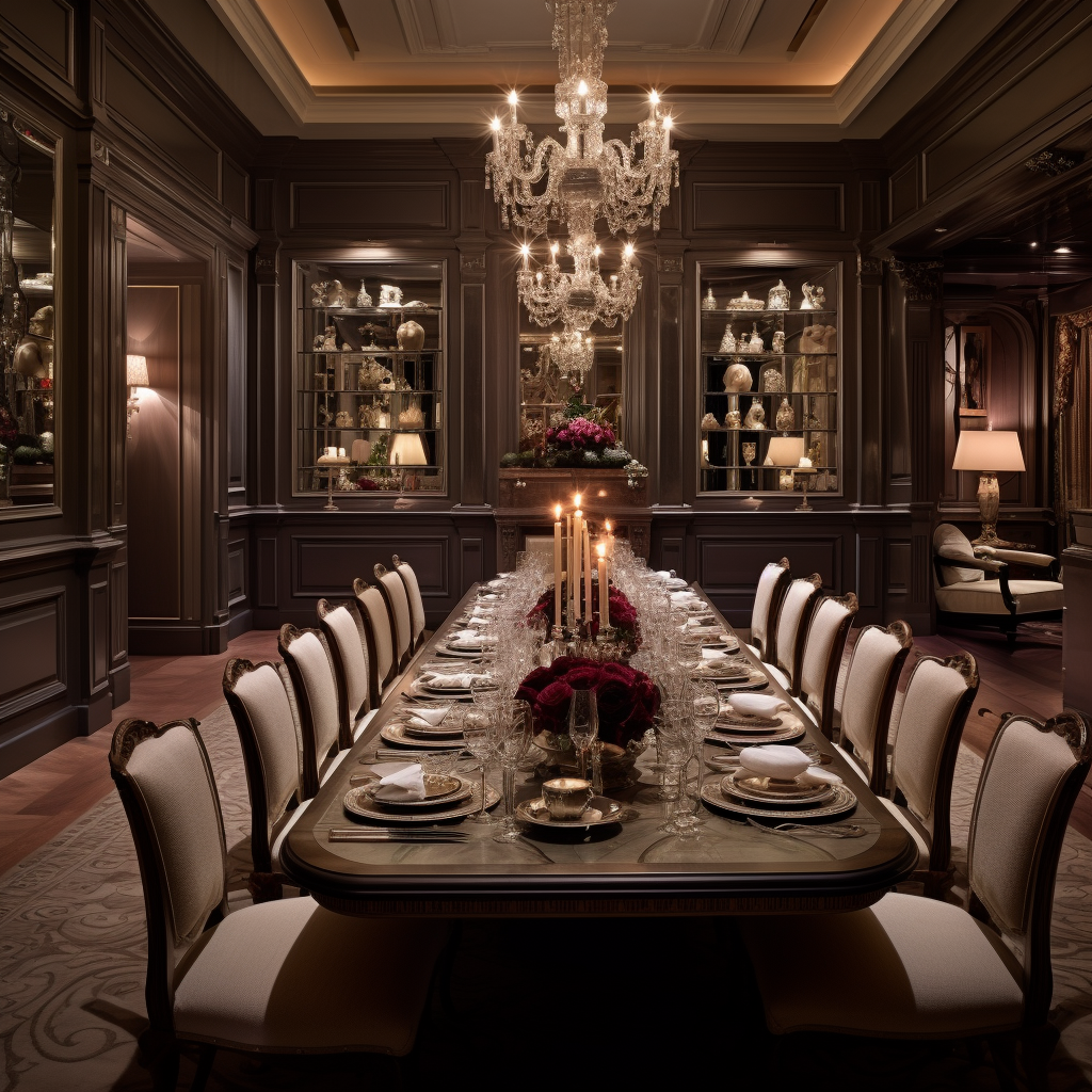 Elegant dining room with luxurious tableware