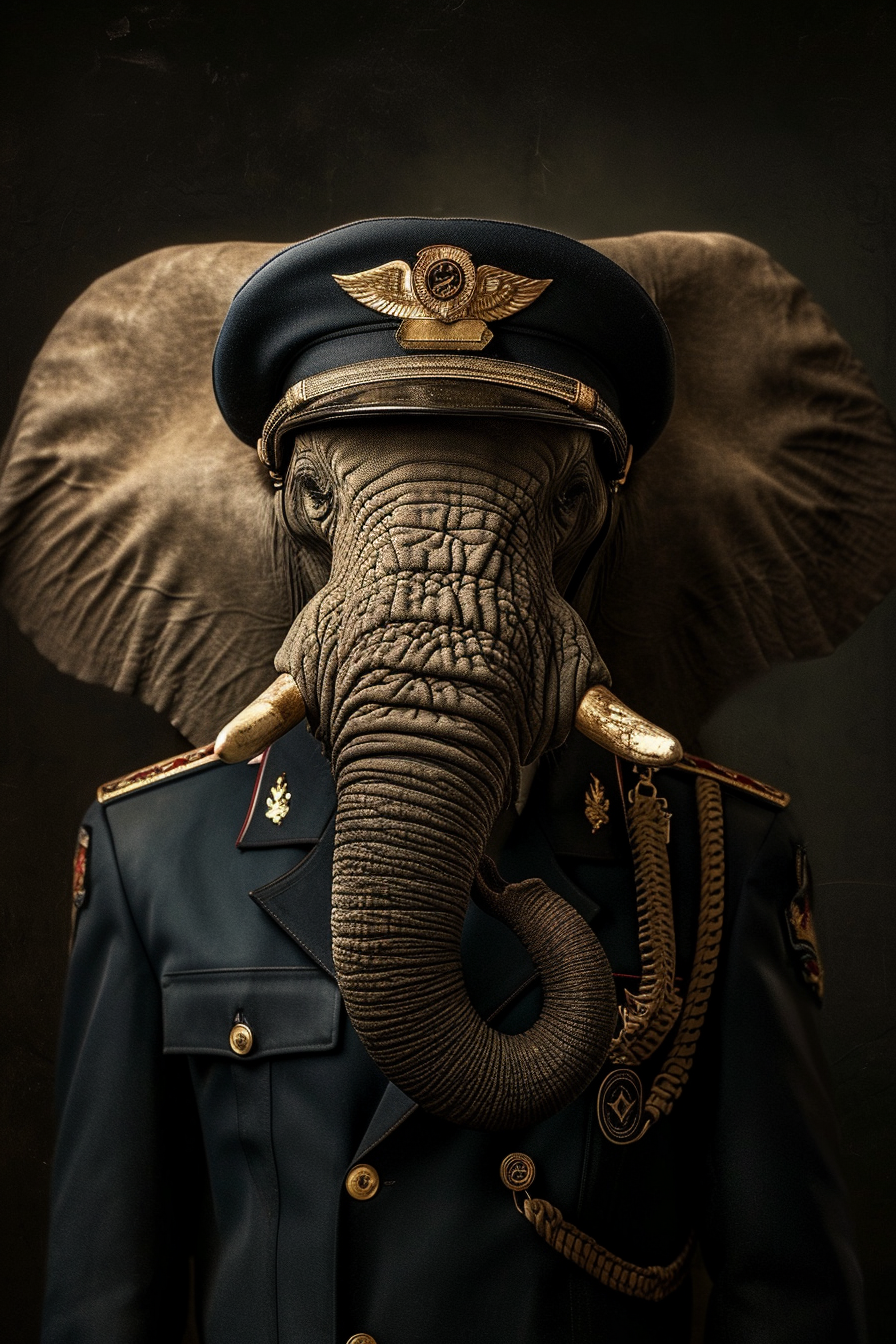 Elephant in Pilot Uniform