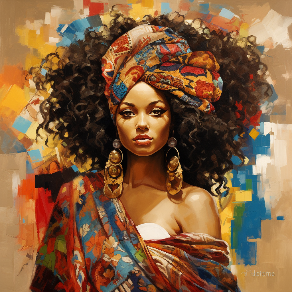 Brown African woman embracing diversity artwork