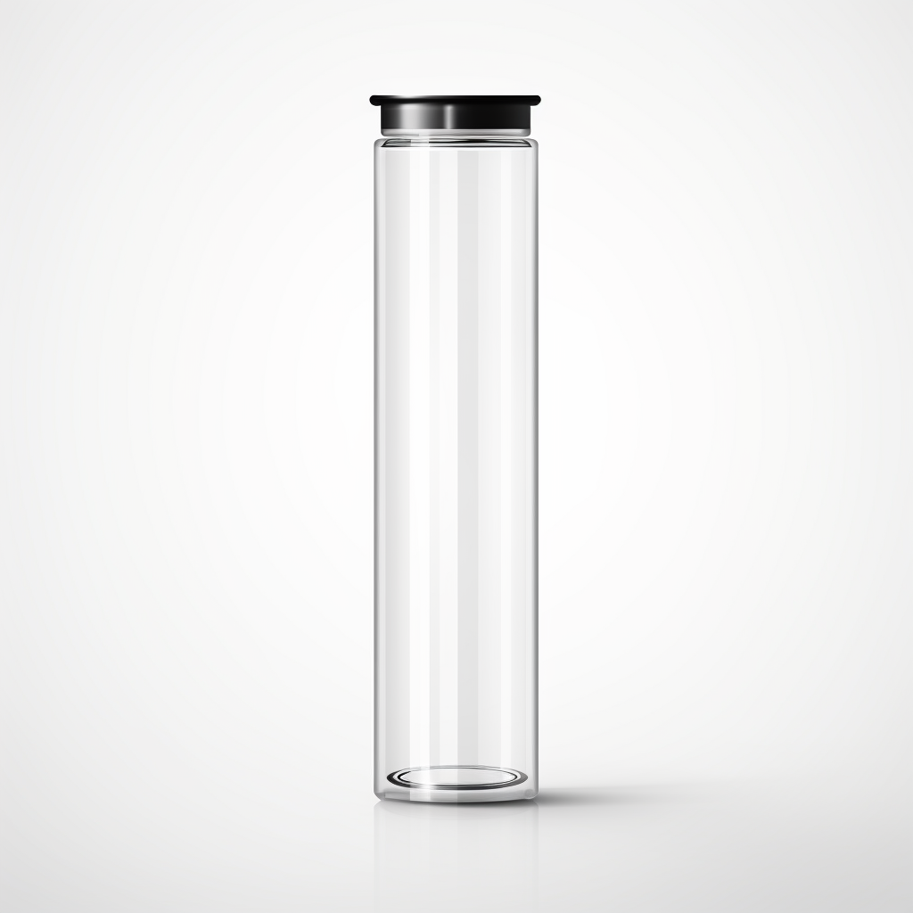 Empty glass vial on white background