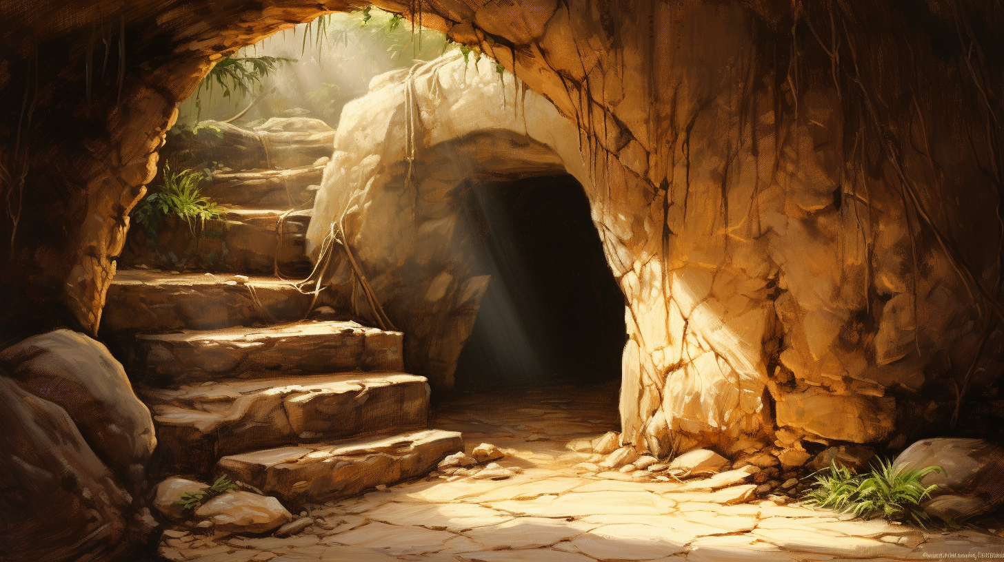 Realistic depiction of the empty tomb of Christ