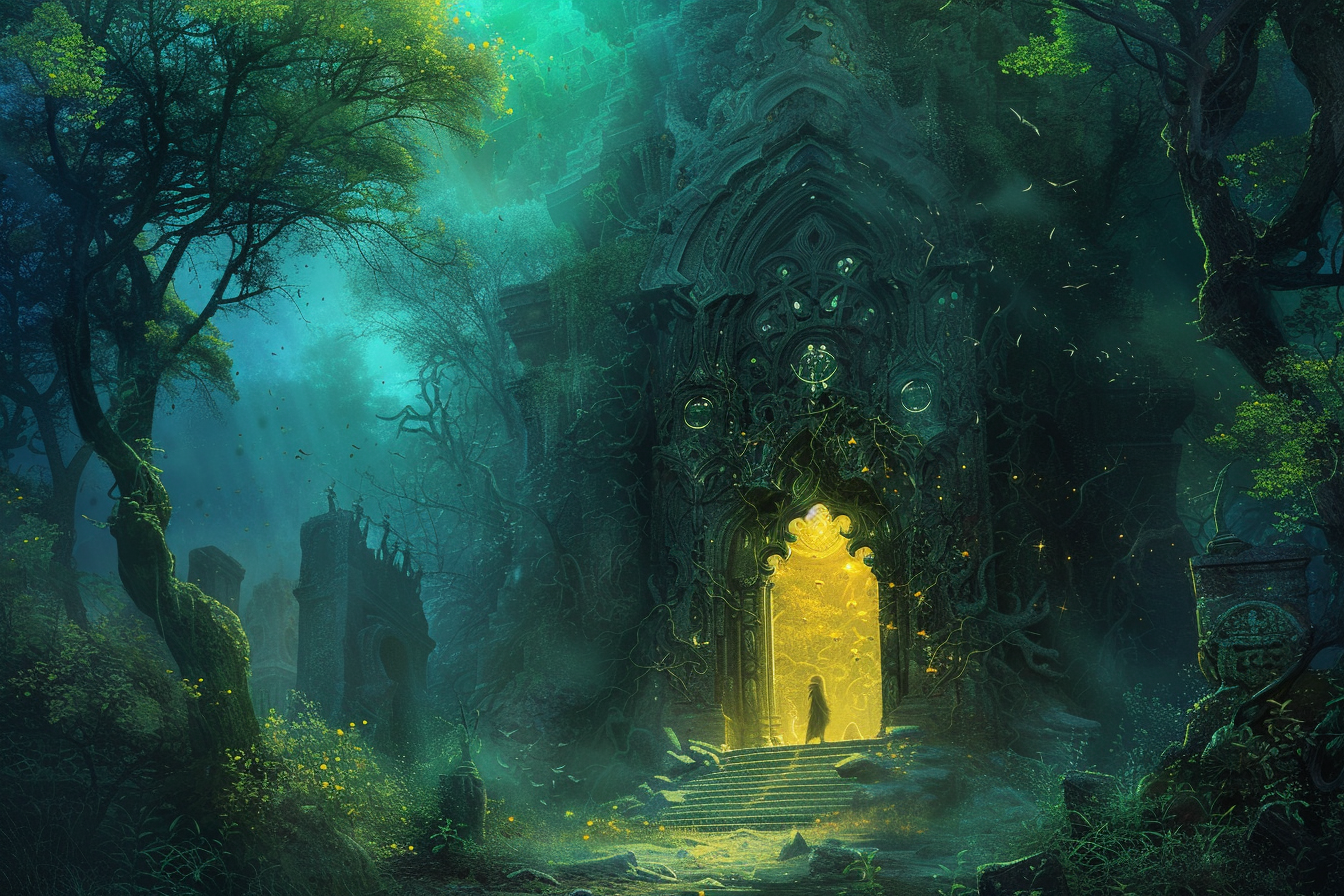 Enchanted Forest Mysterious Map Ancient Temple