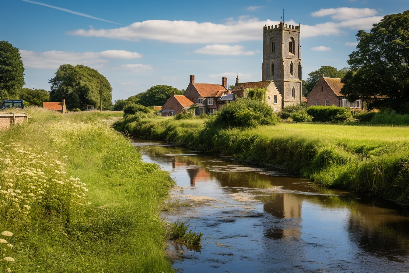 Picturesque English countryside with Norfolk coast