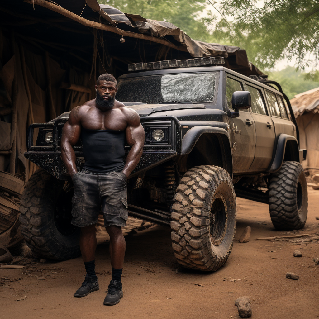 Enormous Black African Giant in Village