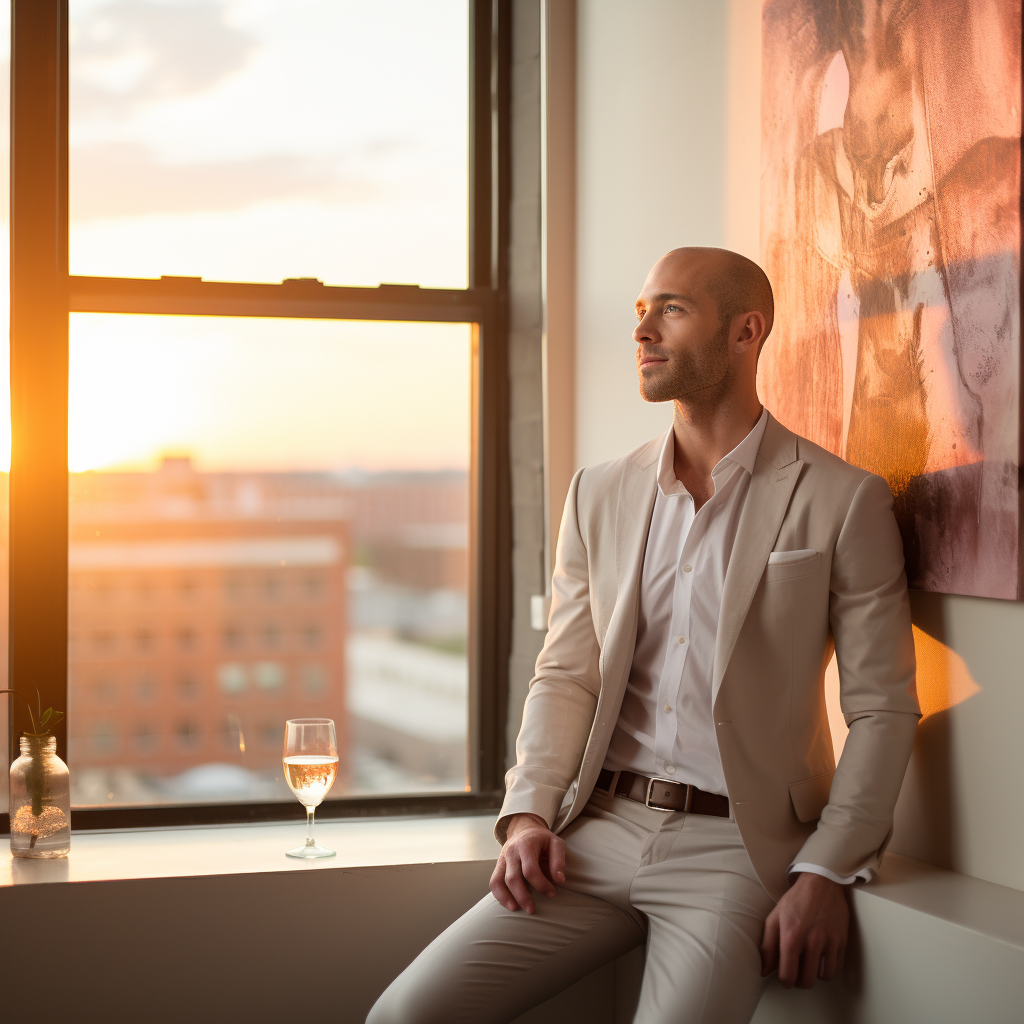 Eric Enjoying Sunset Cocktail in Loft