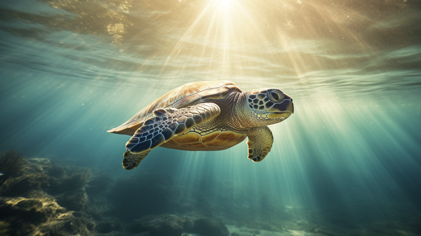 Ethereal turtle in gentle sunlight