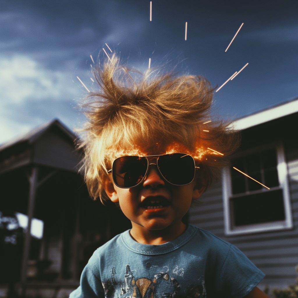 Image of evil kid with heat vision