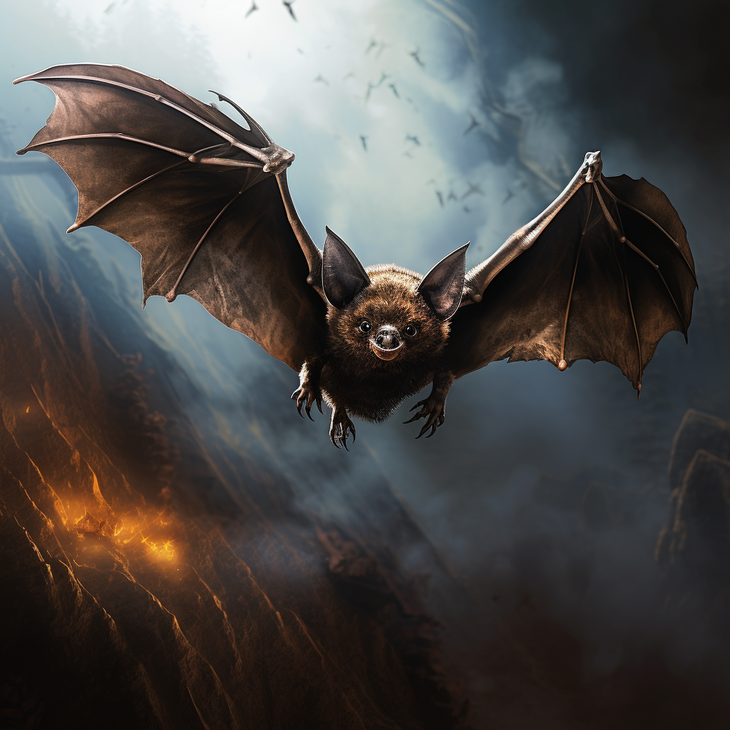 Dark bat flying in the night