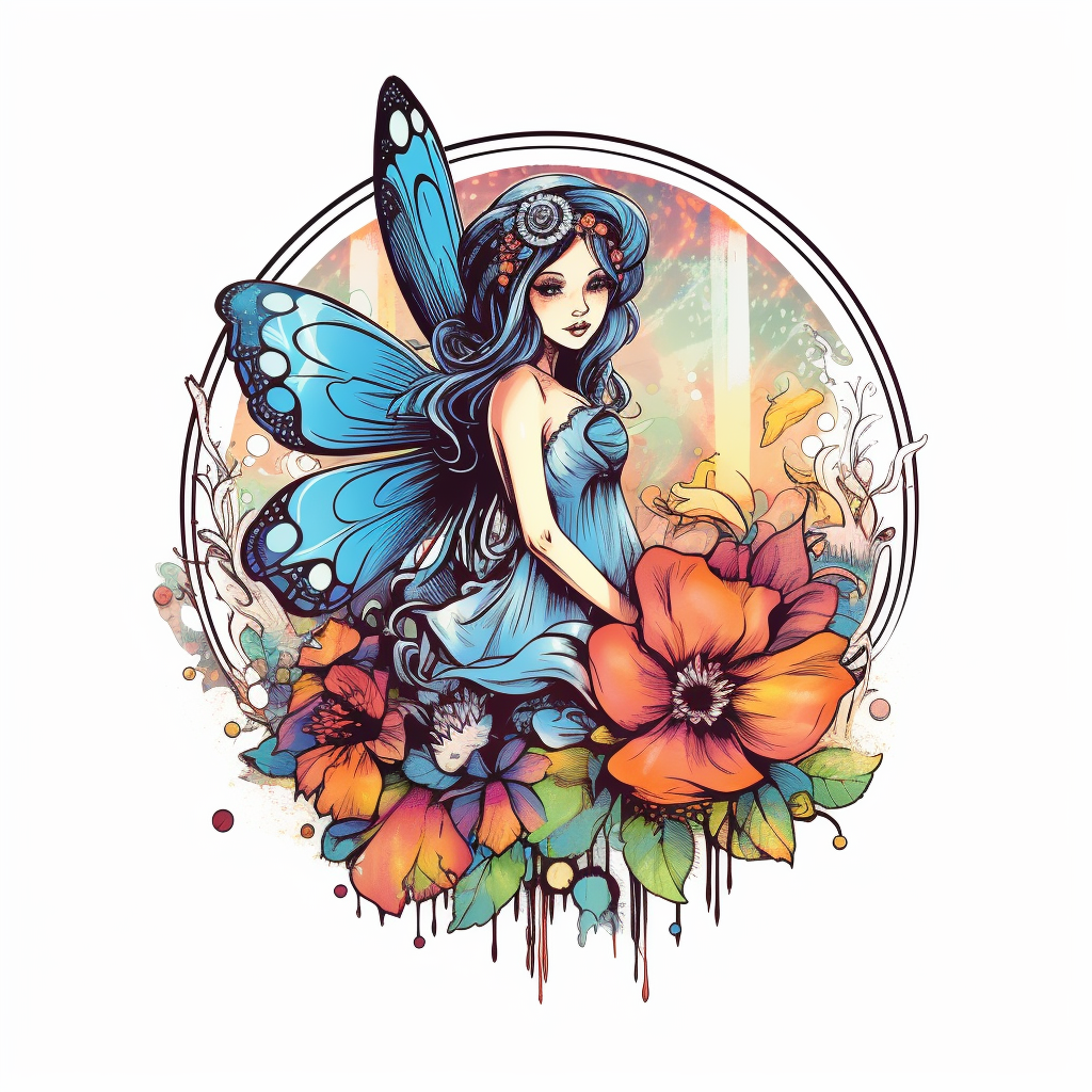 Fairy inside flower pen graphic