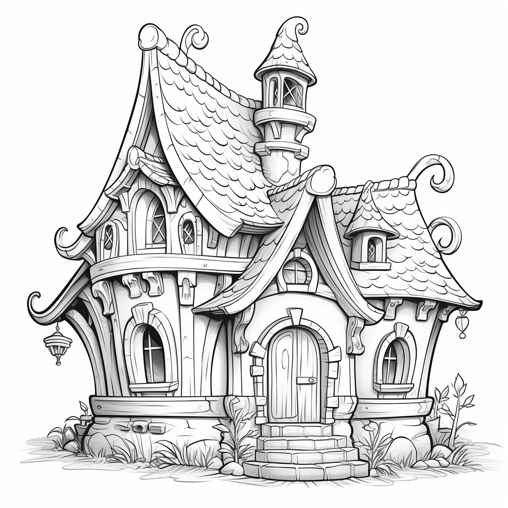 Fairytale house coloring page for kids