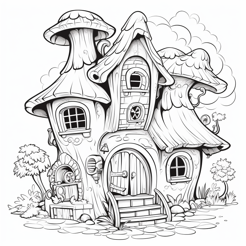 Coloring page of fairytale house