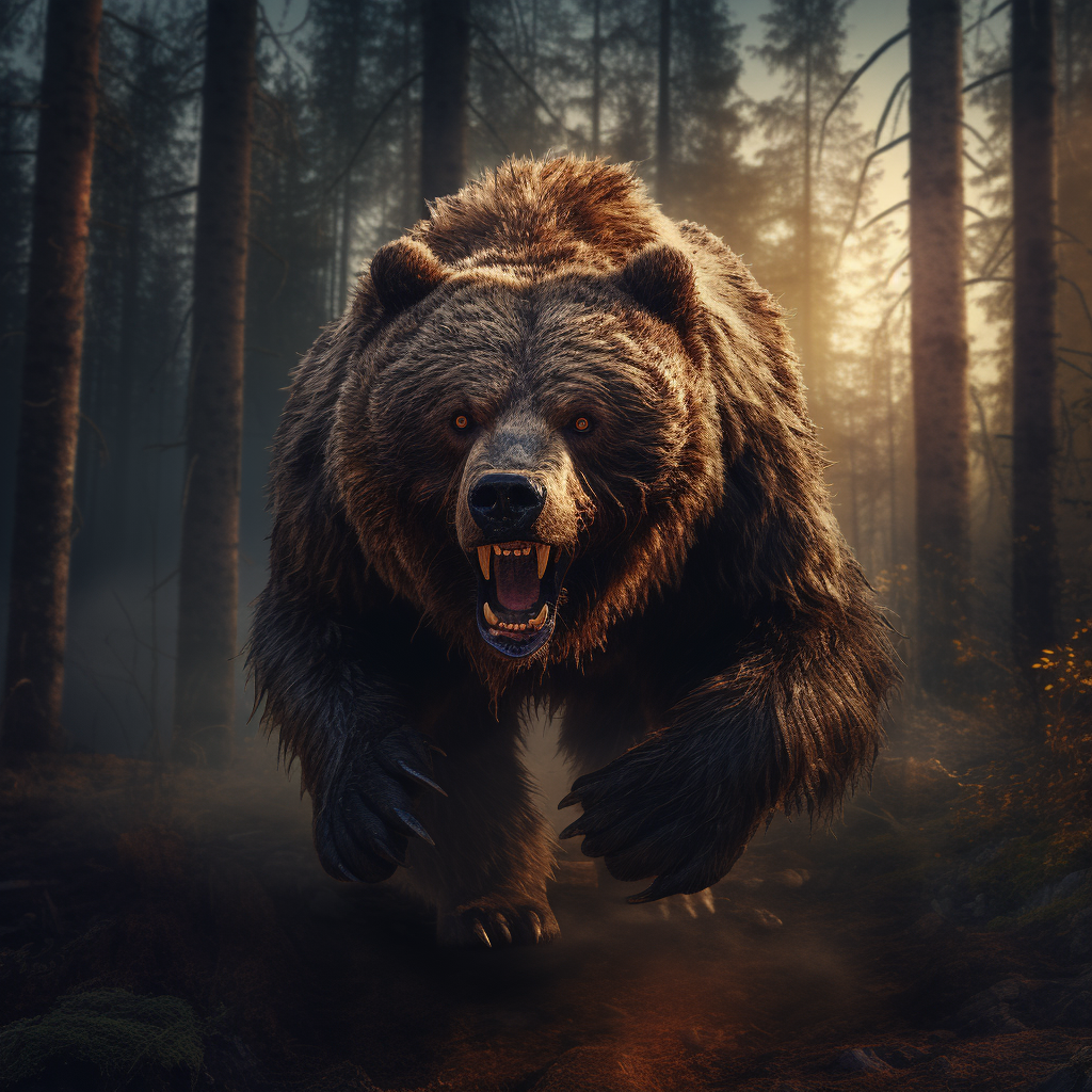 Terrifying Grizzly Bear in Dark Fantasy Painting