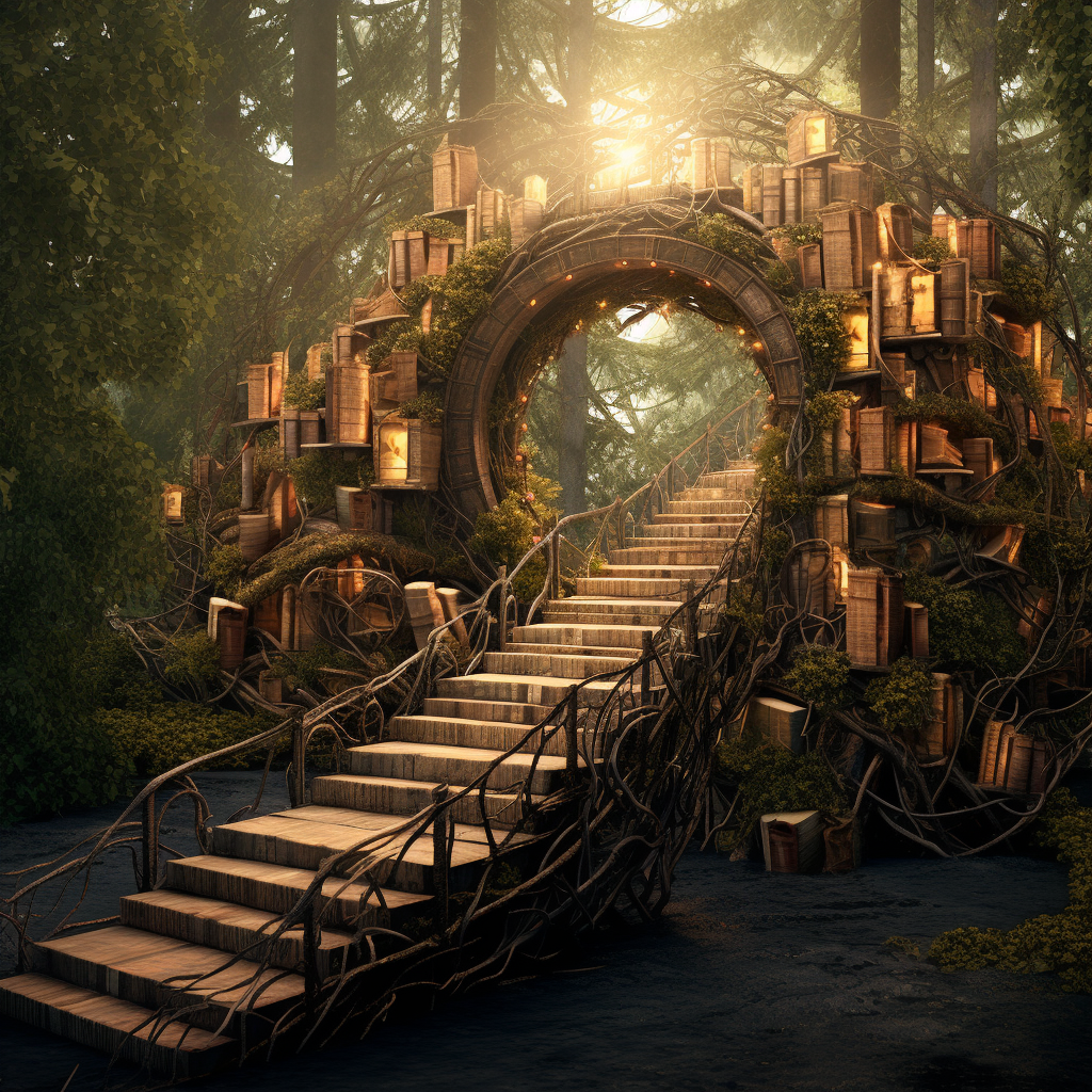 Stunning fantasy bridge in forest