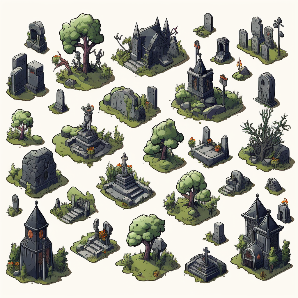 Fantasy Monastery Graveyard Sprite Sheet