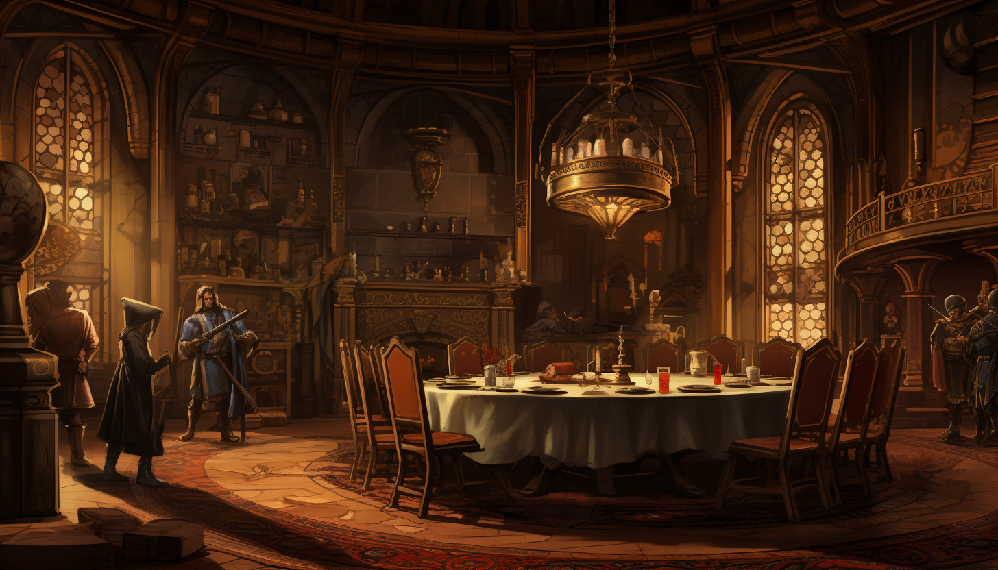 Elegant dining room in a fantasy nobleman's manor