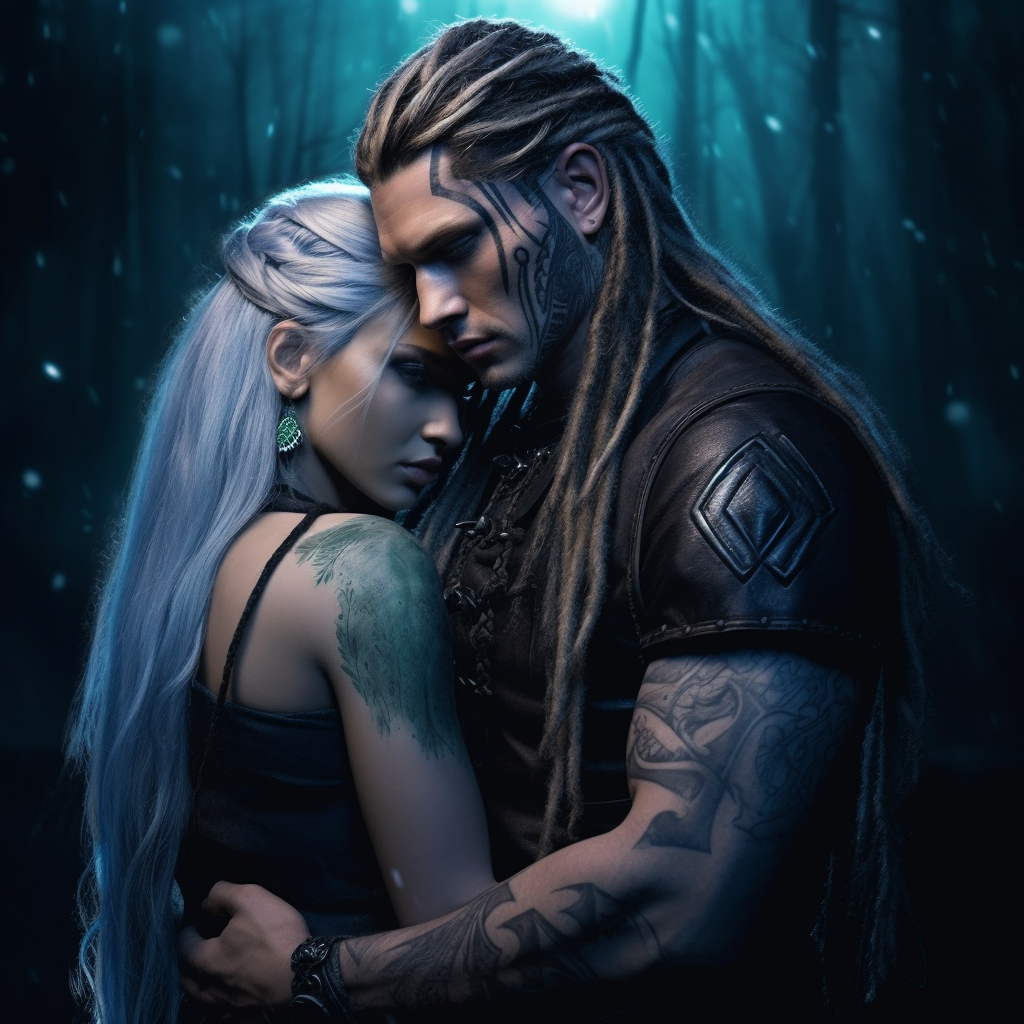 Fantasy Norse Couple Embracing