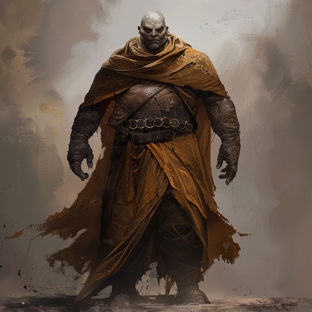 Goliath wearing monk robes fantasy theme