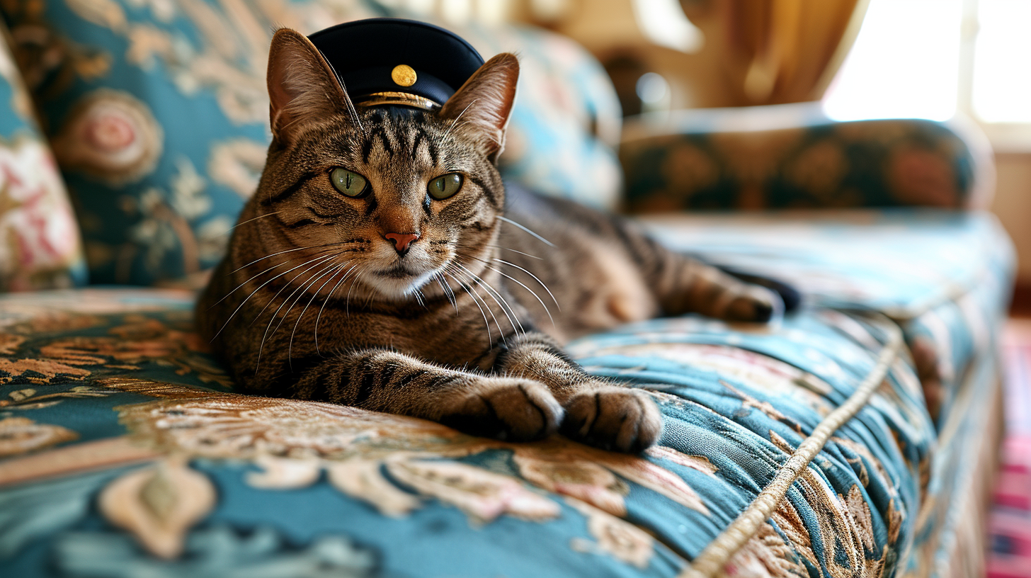 Cat wearing pilot uniform