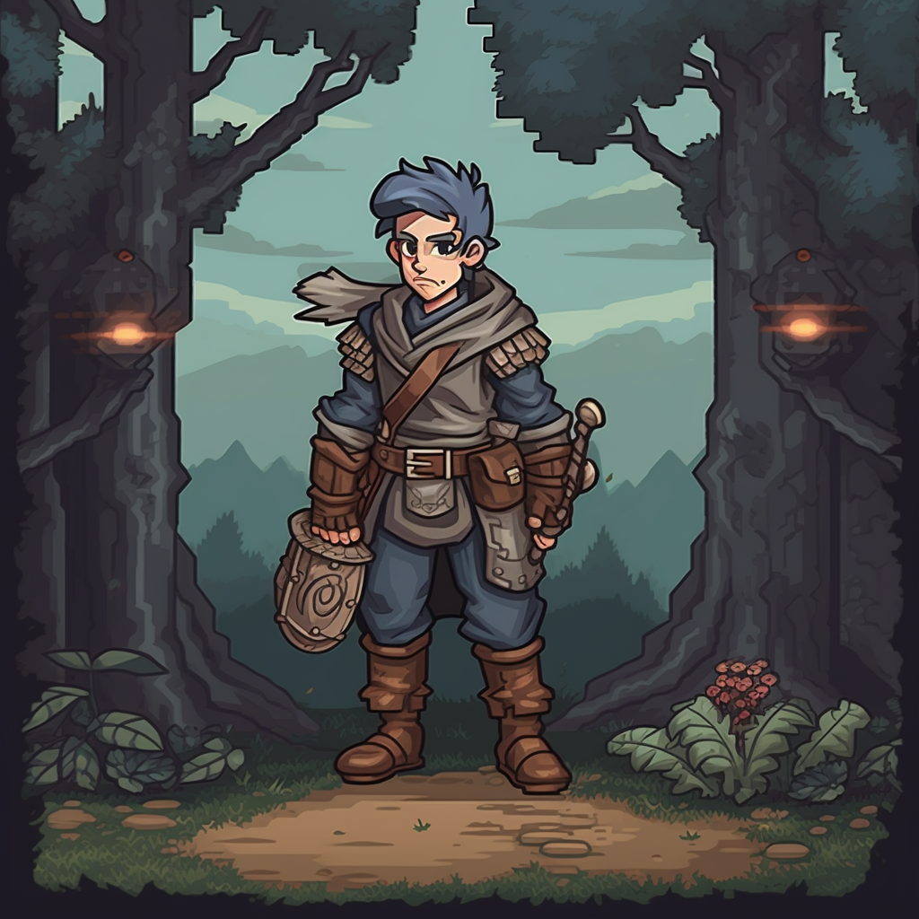 Low-res pixel art main character