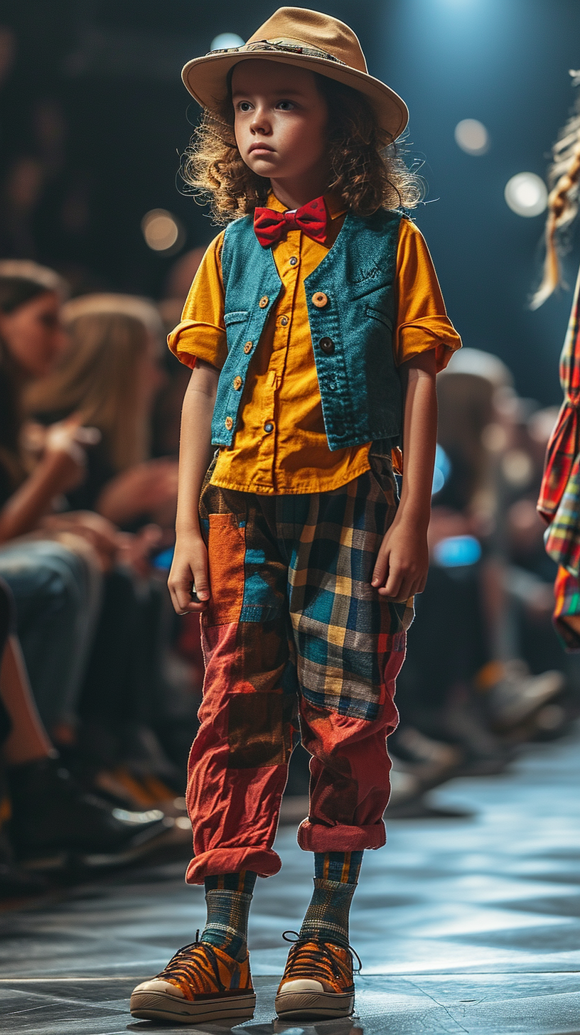 Fashionably dressed child in trendy outfit