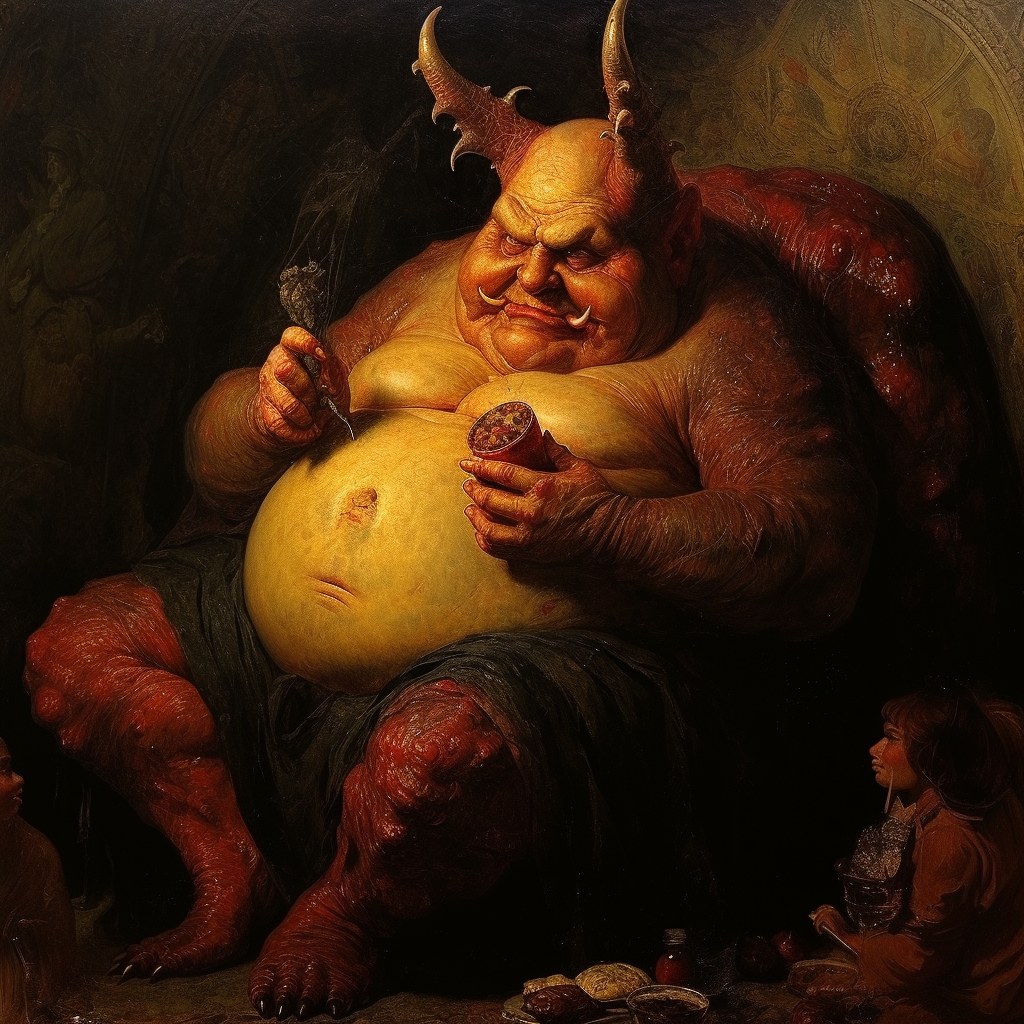 Image of an unmotivated fat devil